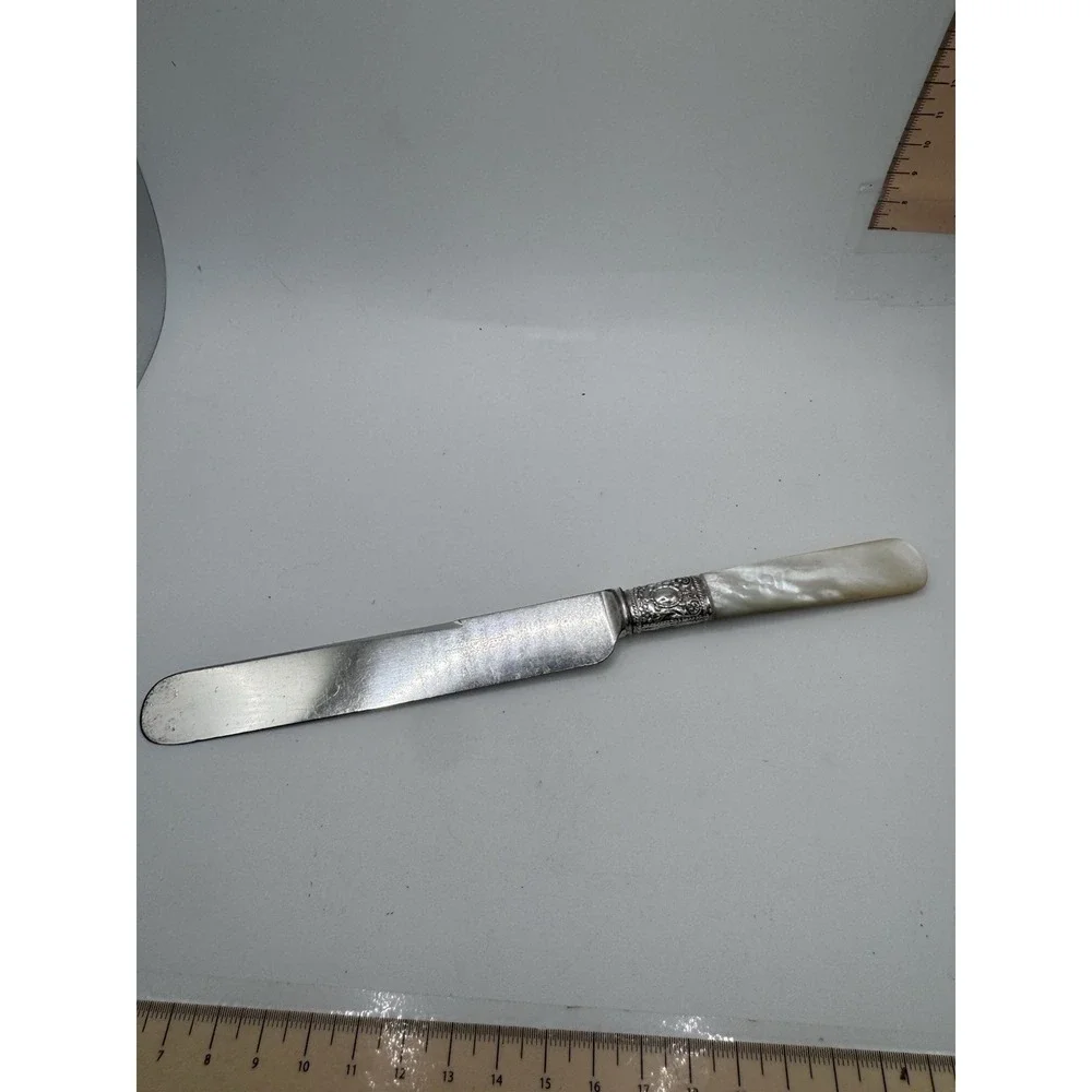 MOTHER OF PEARL STERLING SILVER Dinner Table KNIFE Vintage 9